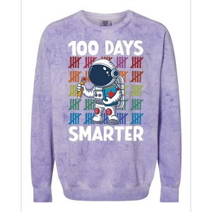 100 Days Smarter Space Astronaut 100th Day School Colorblast Crewneck Sweatshirt