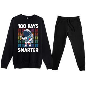 100 Days Smarter Space Astronaut 100th Day School Premium Crewneck Sweatsuit Set