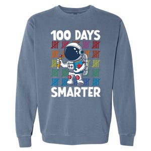 100 Days Smarter Space Astronaut 100th Day School Garment-Dyed Sweatshirt