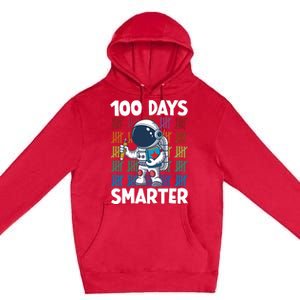 100 Days Smarter Space Astronaut 100th Day School Premium Pullover Hoodie