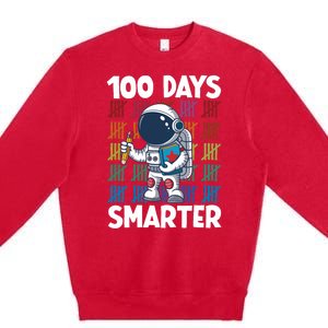 100 Days Smarter Space Astronaut 100th Day School Premium Crewneck Sweatshirt