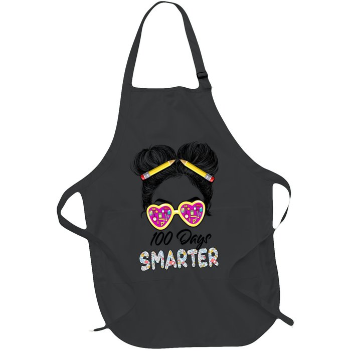 100 Days Smarter Girls Messy Bun Hair 100th Day Of School Apron