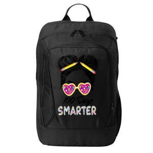 100 Days Smarter Girls Messy Bun Hair 100th Day Of School City Backpack