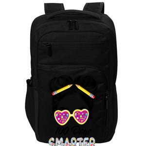 100 Days Smarter Girls Messy Bun Hair 100th Day Of School Impact Tech Backpack