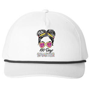 100 Days Smarter Girls Messy Bun Hair 100th Day Of School Snapback Five-Panel Rope Hat