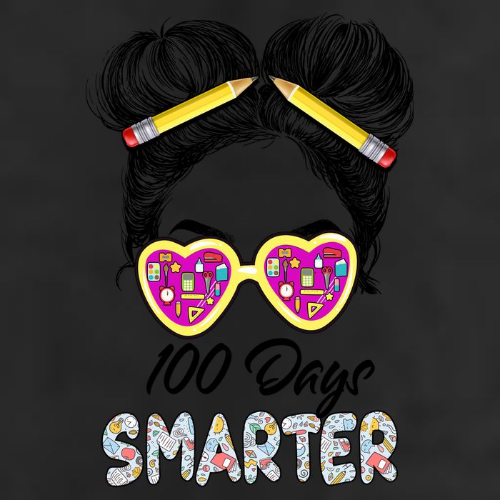 100 Days Smarter Girls Messy Bun Hair 100th Day Of School Trucker Hat