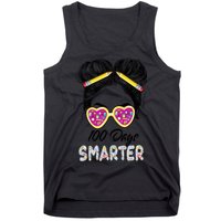 100 Days Smarter Girls Messy Bun Hair 100th Day Of School Tank Top