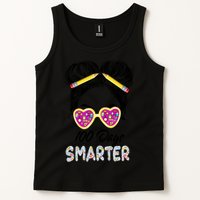 100 Days Smarter Girls Messy Bun Hair 100th Day Of School Tank Top
