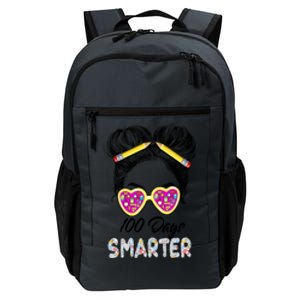 100 Days Smarter Girls Messy Bun Hair 100th Day Of School Daily Commute Backpack