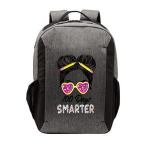 100 Days Smarter Girls Messy Bun Hair 100th Day Of School Vector Backpack