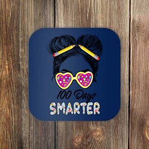 100 Days Smarter Girls Messy Bun Hair 100th Day Of School Coaster