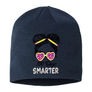 100 Days Smarter Girls Messy Bun Hair 100th Day Of School Sustainable Beanie