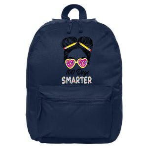 100 Days Smarter Girls Messy Bun Hair 100th Day Of School 16 in Basic Backpack