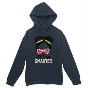 100 Days Smarter Girls Messy Bun Hair 100th Day Of School Urban Pullover Hoodie