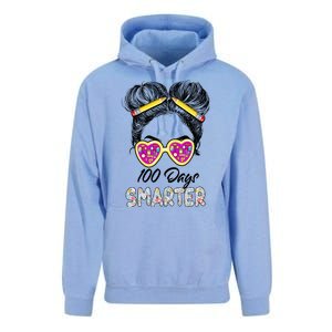 100 Days Smarter Girls Messy Bun Hair 100th Day Of School Unisex Surf Hoodie