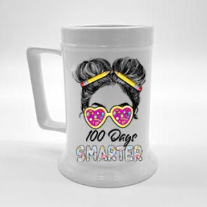 100 Days Smarter Girls Messy Bun Hair 100th Day Of School Beer Stein