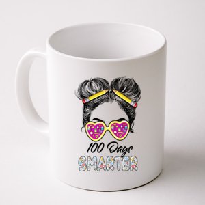 100 Days Smarter Girls Messy Bun Hair 100th Day Of School Coffee Mug