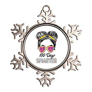 100 Days Smarter Girls Messy Bun Hair 100th Day Of School Metallic Star Ornament