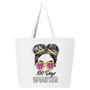 100 Days Smarter Girls Messy Bun Hair 100th Day Of School 25L Jumbo Tote