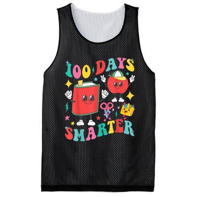 100 Days Smarter Happy 100th Day Of School Groovy Mesh Reversible Basketball Jersey Tank