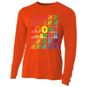 100 Days Smarter Teacher Or Student 100th Day Of School Cute Gift Cooling Performance Long Sleeve Crew