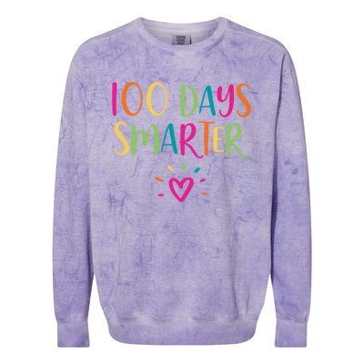 100 Days Smarter Teacher Student 100th Day Of School Gift Colorblast Crewneck Sweatshirt