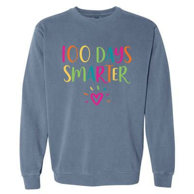 100 Days Smarter Teacher Student 100th Day Of School Gift Garment-Dyed Sweatshirt