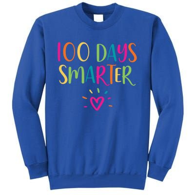 100 Days Smarter Teacher Student 100th Day Of School Gift Tall Sweatshirt