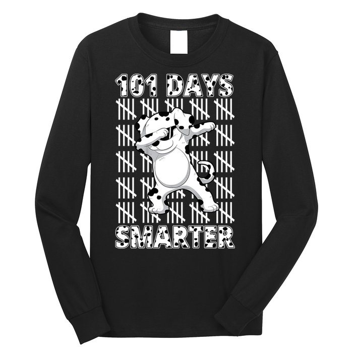101 Days Smarter Dabbing Dalmatian Dog Long Sleeve Shirt