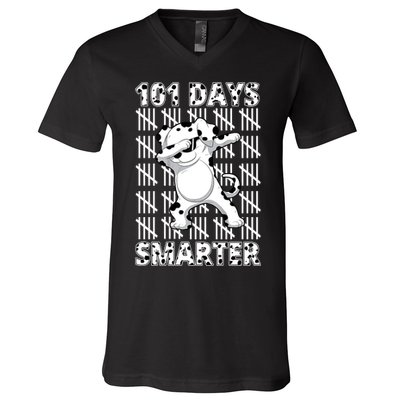 101 Days Smarter Dabbing Dalmatian Dog V-Neck T-Shirt