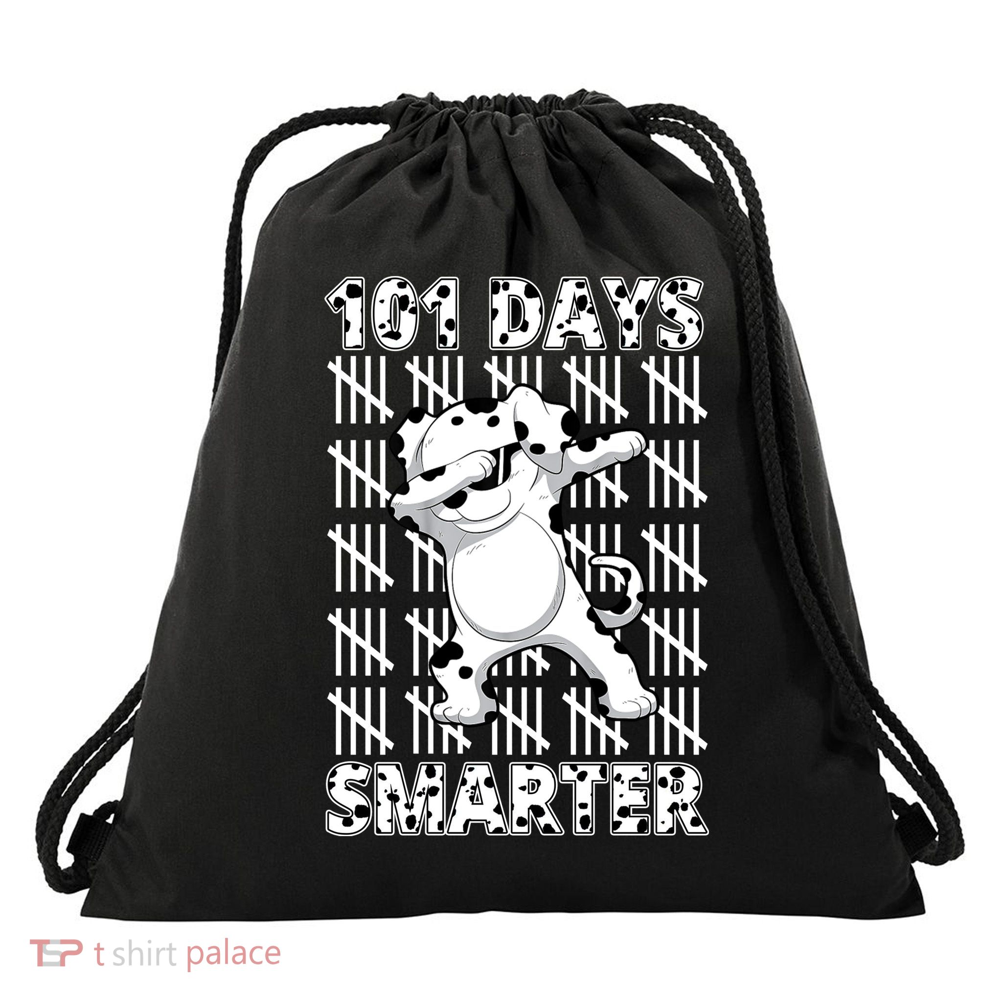 101 Days Smarter Dabbing Dalmatian Dog Drawstring Bag