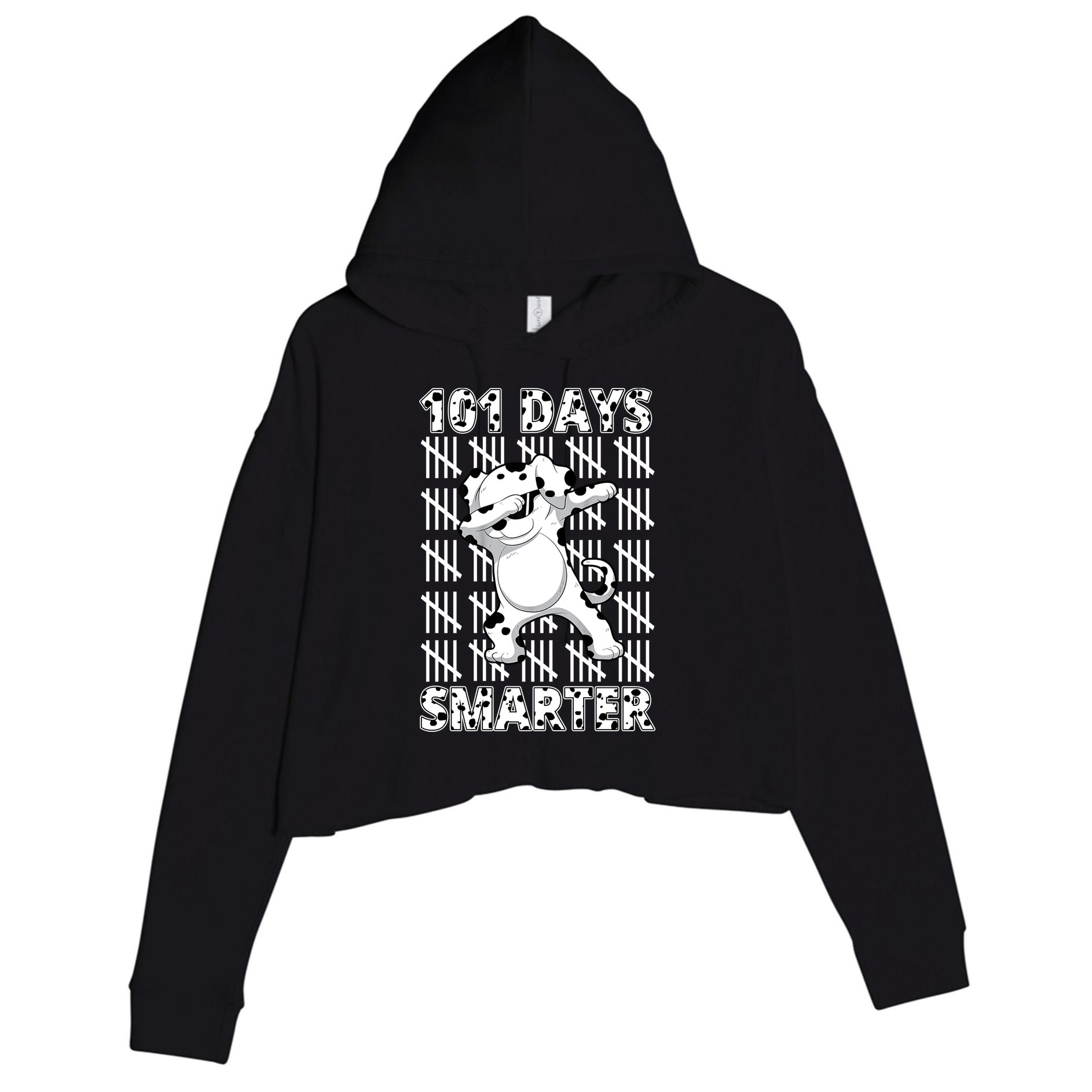 101 Days Smarter Dabbing Dalmatian Dog Crop Fleece Hoodie