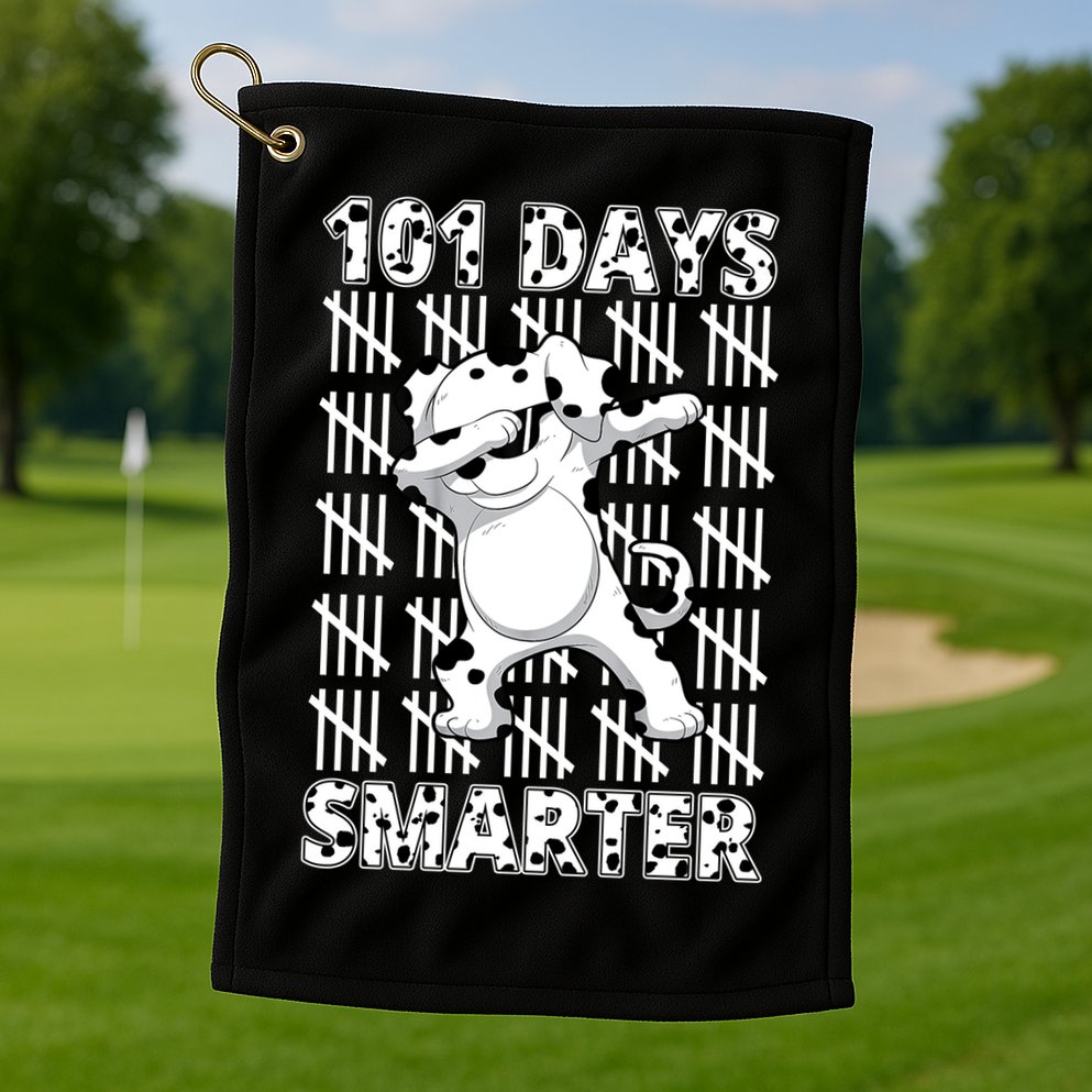 101 Days Smarter Dabbing Dalmatian Dog Golf Towel