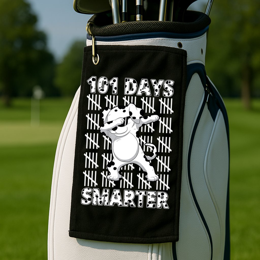 101 Days Smarter Dabbing Dalmatian Dog Golf Towel