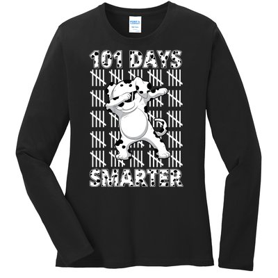 101 Days Smarter Dabbing Dalmatian Dog Ladies Long Sleeve Shirt