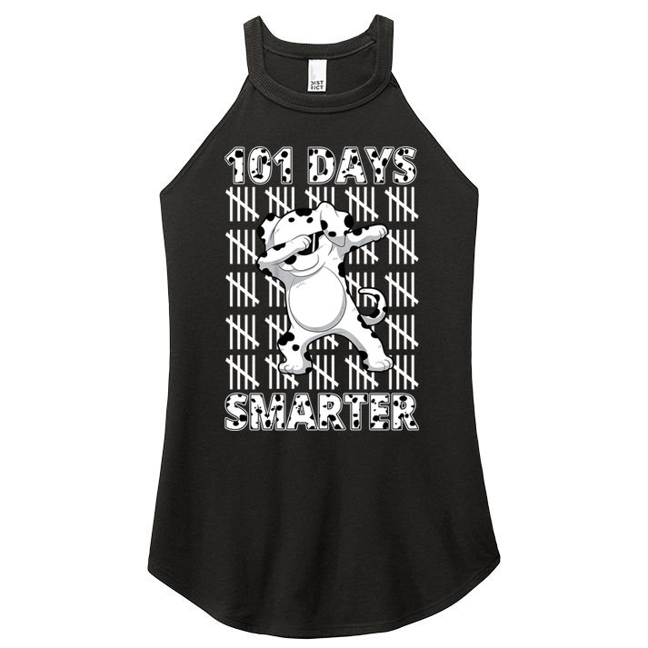 101 Days Smarter Dabbing Dalmatian Dog Women's Perfect Tri Rocker Tank