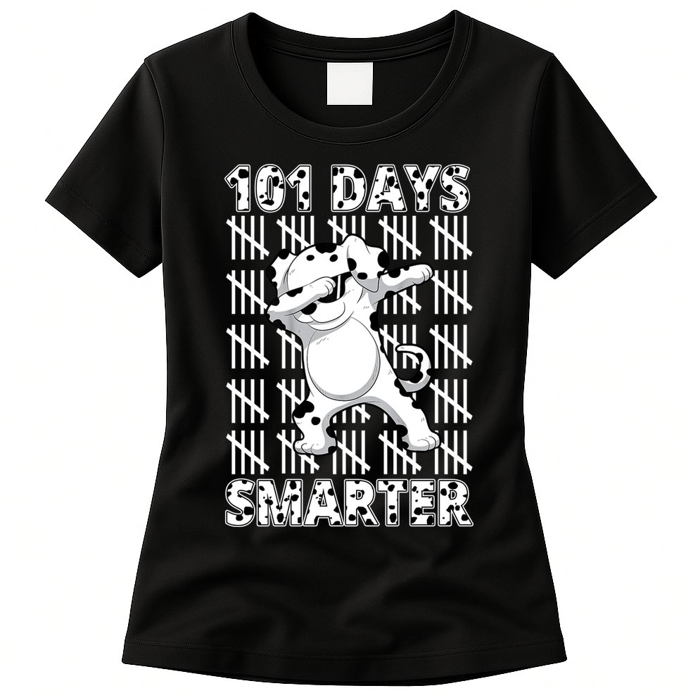 101 Days Smarter Dabbing Dalmatian Dog Womens T-Shirt