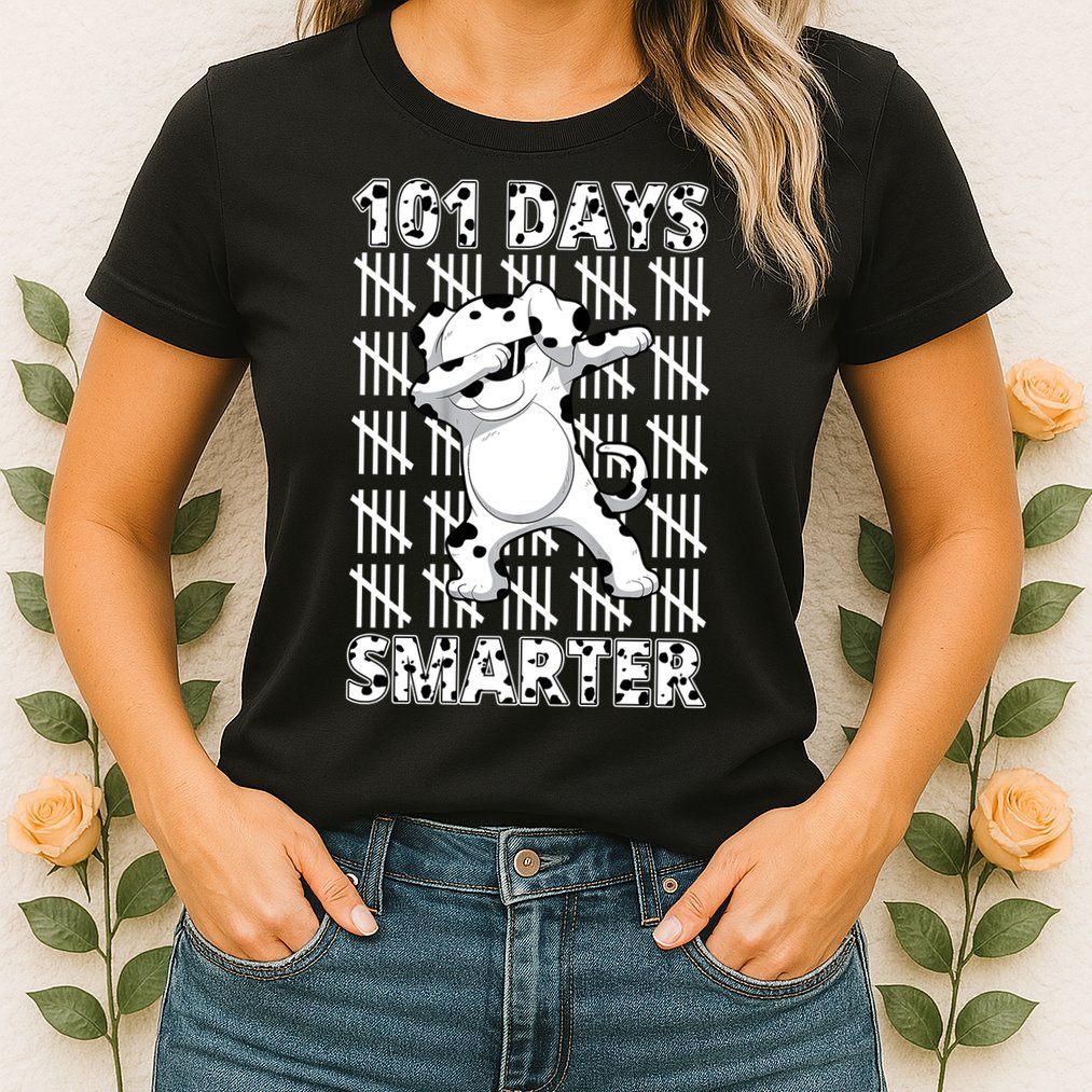 101 Days Smarter Dabbing Dalmatian Dog Womens T-Shirt