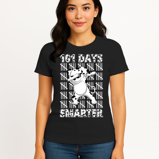 101 Days Smarter Dabbing Dalmatian Dog Womens T-Shirt