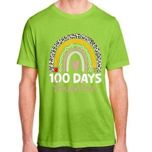 100 Days Smarter Teacher Rainbow 100th Day Of School Adult ChromaSoft Performance T-Shirt