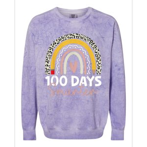 100 Days Smarter Teacher Rainbow 100th Day Of School Colorblast Crewneck Sweatshirt