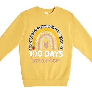 100 Days Smarter Teacher Rainbow 100th Day Of School Premium Crewneck Sweatshirt