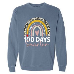 100 Days Smarter Teacher Rainbow 100th Day Of School Garment-Dyed Sweatshirt