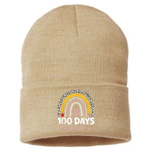 100 Days Smarter Teacher Rainbow 100th Day Of School Sustainable Knit Beanie