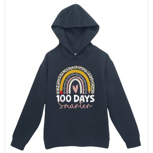 100 Days Smarter Teacher Rainbow 100th Day Of School Urban Pullover Hoodie