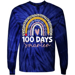 100 Days Smarter Teacher Rainbow 100th Day Of School Tie-Dye Long Sleeve Shirt