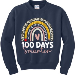 100 Days Smarter Teacher Rainbow 100th Day Of School Kids Sweatshirt