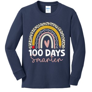 100 Days Smarter Teacher Rainbow 100th Day Of School Kids Long Sleeve Shirt