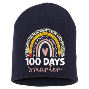 100 Days Smarter Teacher Rainbow 100th Day Of School Short Acrylic Beanie