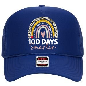 100 Days Smarter Teacher Rainbow 100th Day Of School High Crown Mesh Back Trucker Hat